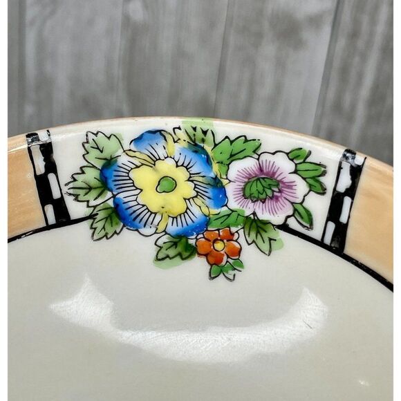 Vintage Noritake Lusterware Porcelain Footed Bowl & Spoon - Picture 7 of 9